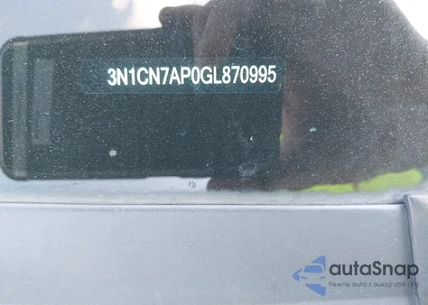 2016 Nissan Versa 1.6 S/1.6 S+/1.6 Sl/1.6 Sv z USA, uszkodzony, nr VIN 3N1CN7AP0GL870995